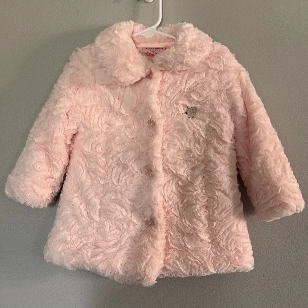Juicy Couture Light Pink Kids Faux Fur Jacket